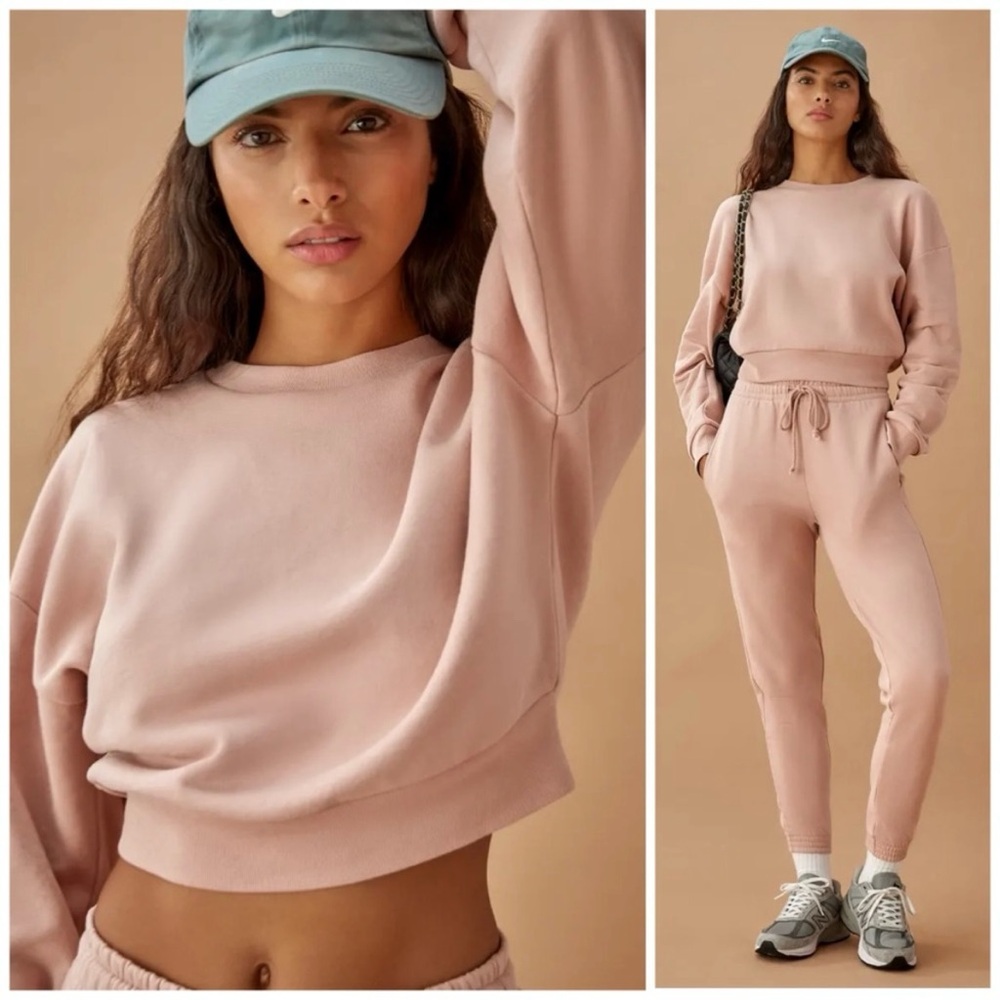 Reformation Dusty Pink Hunter Cropped Sweatshirt NWT
